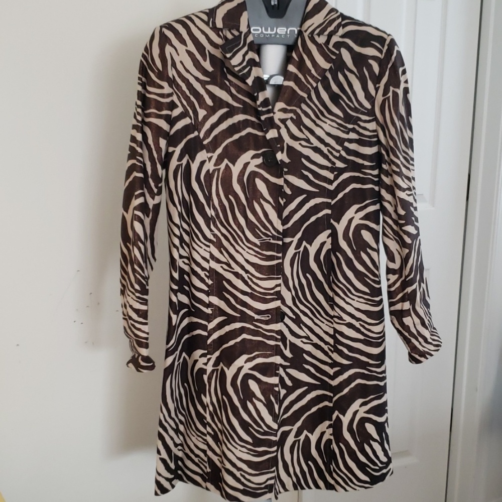NWOT Pamela McCoy Linen Zebra Print Duster